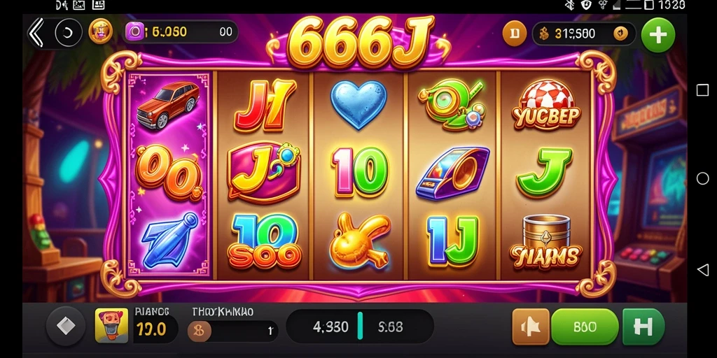 Gameplay menarik dari 666J dengan simbol dan tema slot.
