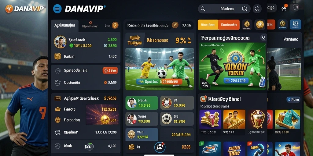 Screenshot utama DANAVIP menampilkan aksi taruhan olahraga yang mendebarkan.