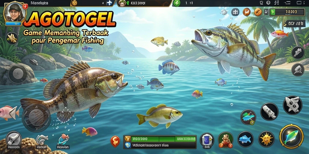 Menampilkan gameplay JAGOTOGEL dengan pemandangan memancing yang menawan.