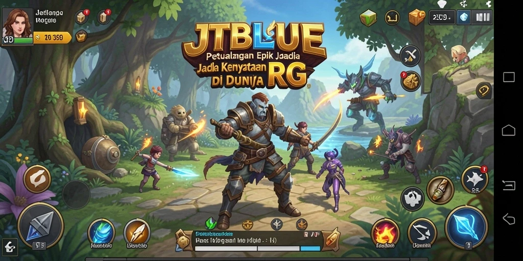 Tampilan gameplay menarik di JTBLUE dengan pertempuran epik dan dunia yang luas.