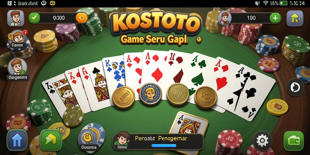 Tampilan gameplay KOSTOTO yang seru dan menantang dalam permainan Gaple.