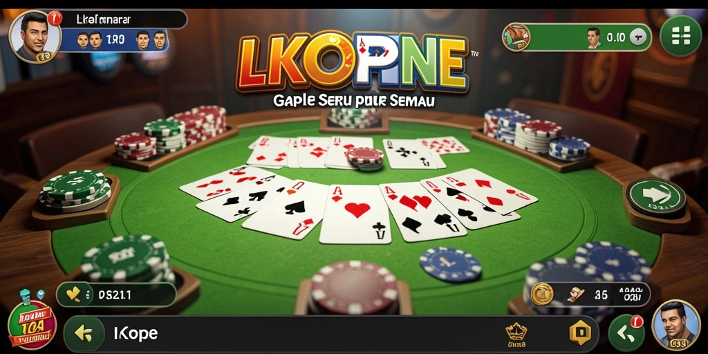 Screenshot utama LKOPEN menampilkan gameplay Gaple yang seru.