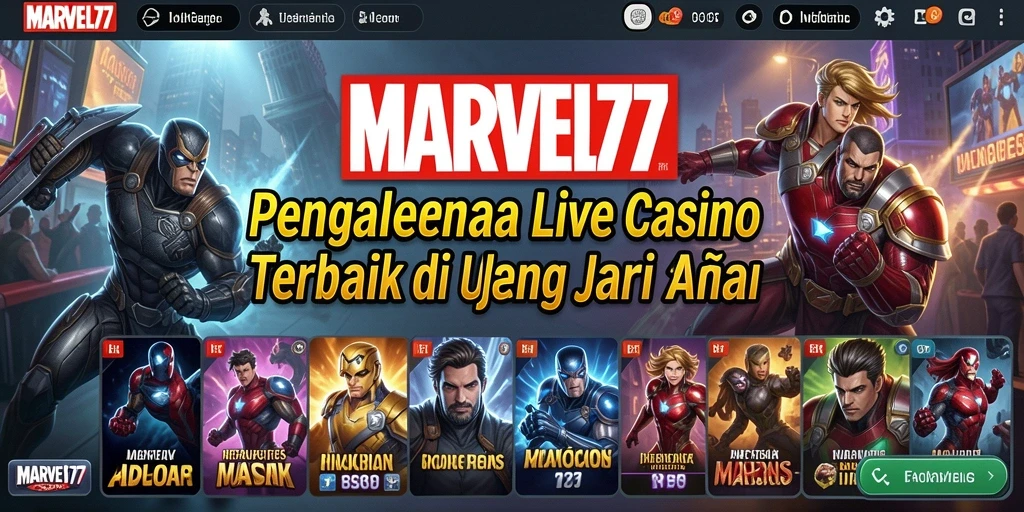 Screenshot gameplay MARVEL77 menampilkan suasana Live Casino yang mendebarkan.