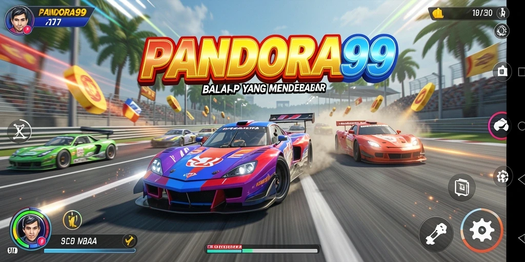 Tampilan gameplay balap yang menegangkan di PANDORA99.