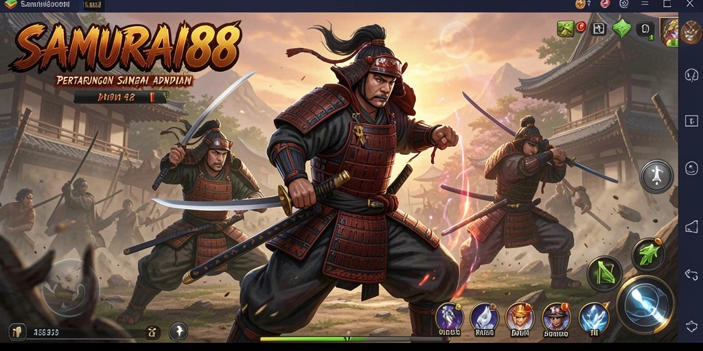 Screenshot SAMURAI88 memperlihatkan aksi pertarungan samurai yang menegangkan.