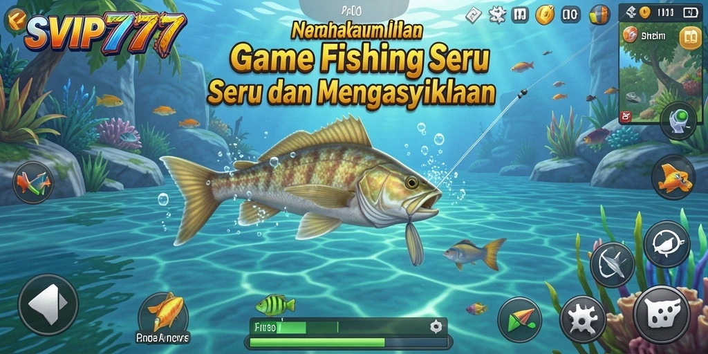Screenshot gameplay SVIP777 menampilkan momen seru memancing ikan besar.